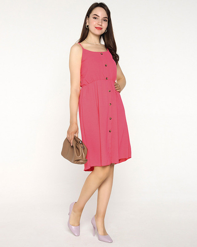 Fuchsia ladies dress with straps - Clothing