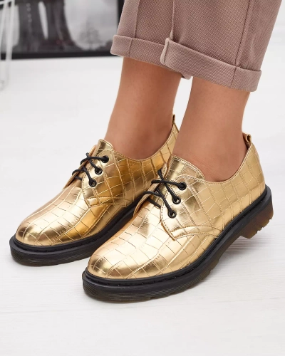 Gold women's shoes with Seniri embossing - Footwear