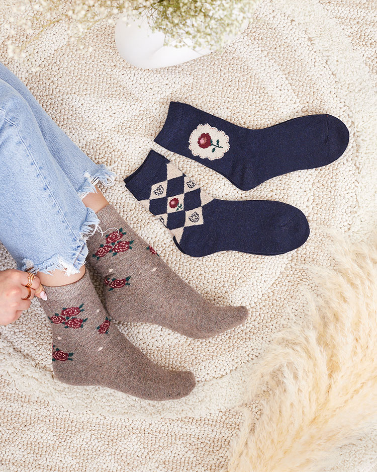 Royalfashion Sieviešu zeķu komplekts ar apdruku 3 gab.