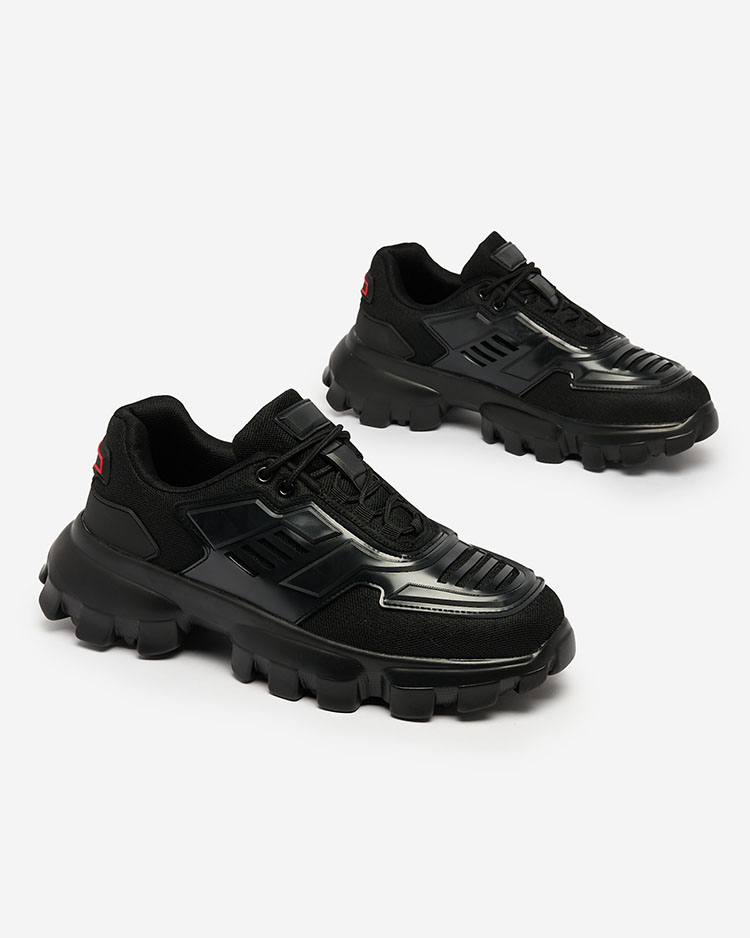 Royalfashion Black fabric sports sneakers for men Lamkim