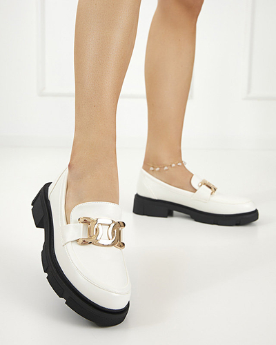 White women's half shoes with chain Semla - Footwear