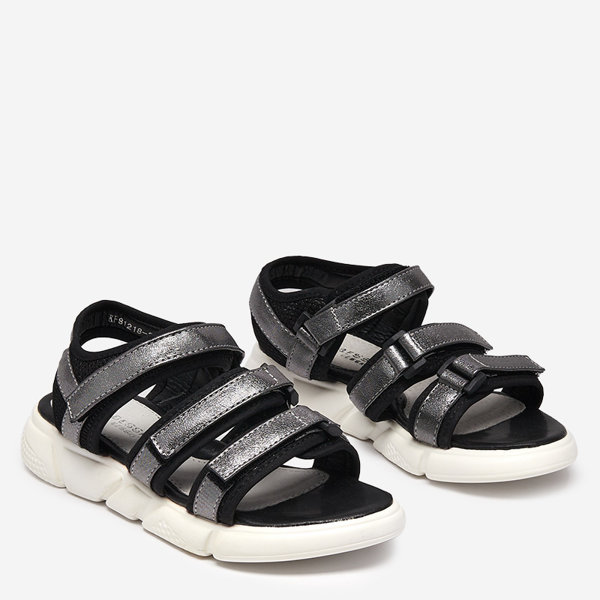 Meiteņu sandales aizdarāmas ar Velcro no grafīta Mumin - Apavi