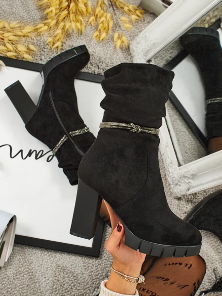 Women's Eco Suede Block Heel Ankle Boots RuneFlicker