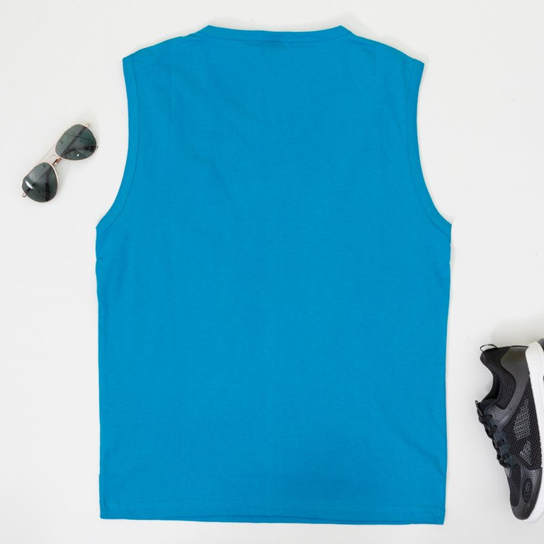 Men's cobalt cotton sleeveless T-shirt - Clothing