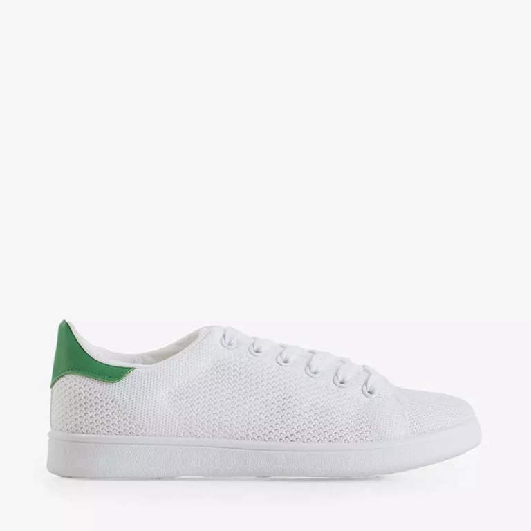 OUTLET Women's white sports sneakers with a green insert Grenbe - Footwear