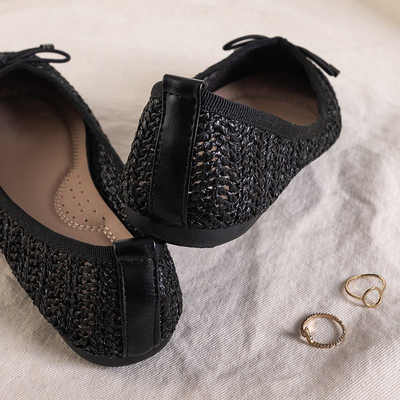 Черные женские плетеные балетки Wewo