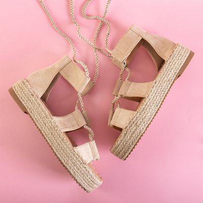 Ladies 'beige tied sandals Nikolase - Footwear