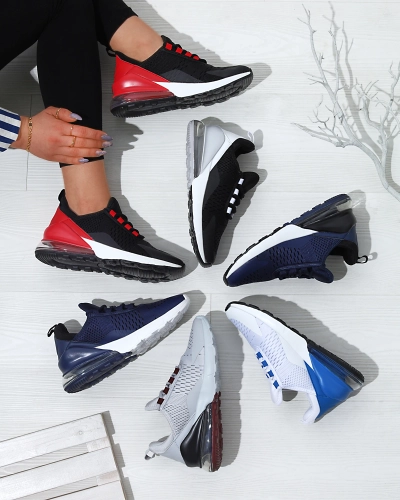 Grey women's sports shoes with burgundy inserts Neterika - Footwear