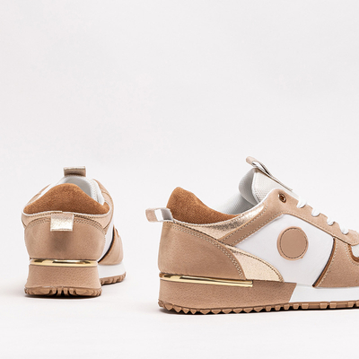 Beige and brown women's sports shoes with glitter Tenetika - Footwear