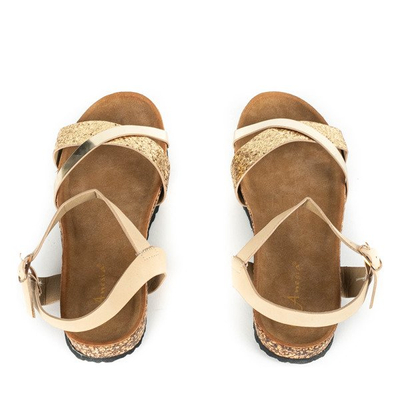Beige and gold sandals with a glitter strap Nincoa - Footwear