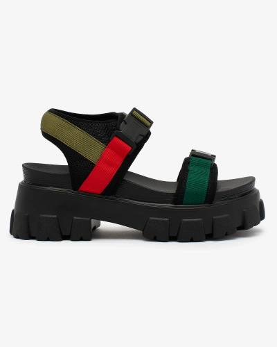 Royalfashion Green and black women's sandals on a solid sole Rodeksi