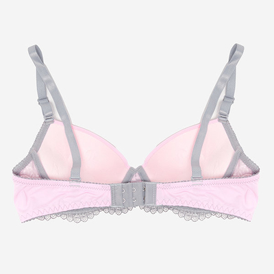 Gray and pink women's bra with lace - Underwear