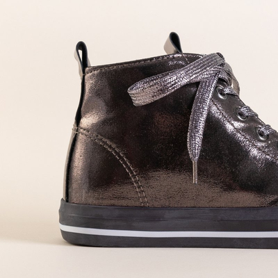 OUTLET High shimmering women's sneakers in a graphite color Interiaq - Footwear