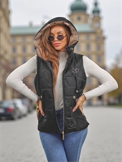 Pikowana kamizelka damska z kapturem Ash Crown