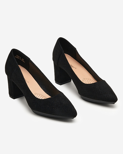 OUTLET Ladies' black openwork pumps on the Kalirso post - Footwear
