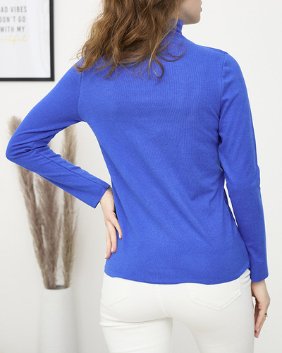 Blue women's half turtleneck sweater - Clothing