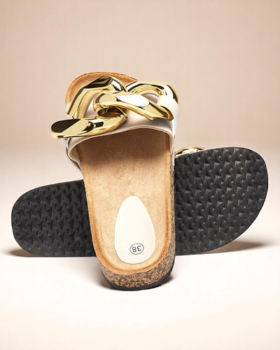 Sieviešu bēšas čības ar Sofig-Footwear apdari