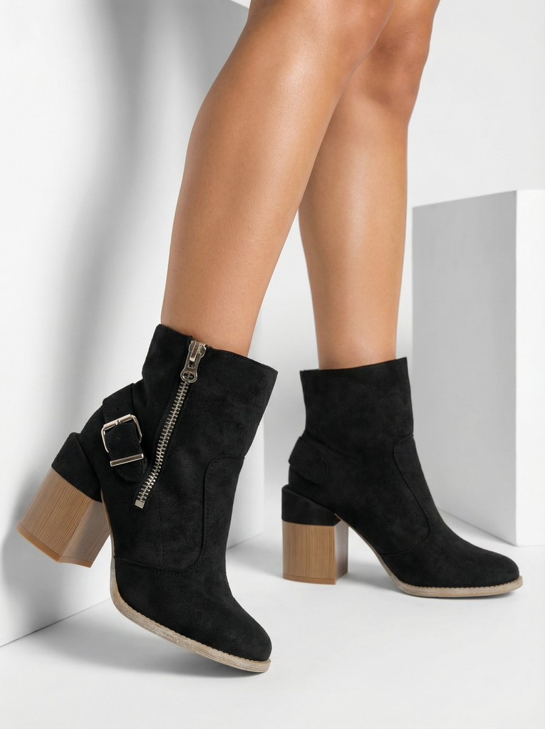 Royalfashion Black eco-suede women's high stiletto boots Acimra