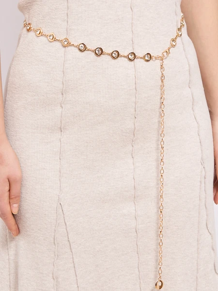 Aurelia Bella Donna – lawowy pasku metalowy z kryształkami, złoty 115 cm