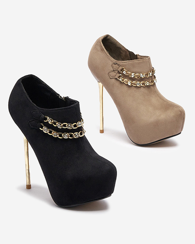 Серо-бежевые женские туфли на высокой шпильке Ehcso- Footwear