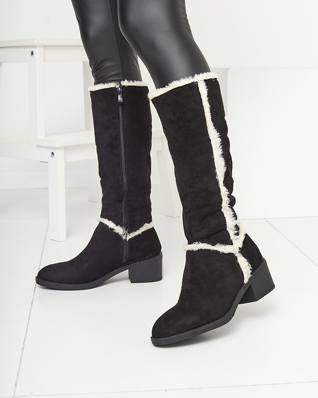 Black women's boots with fur Zerriva- Footwear