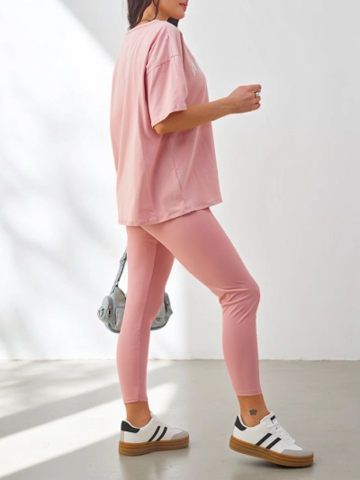 Royalfashion Sieviešu kokvilnas komplekts ar īsām piedurknēm un legingiem