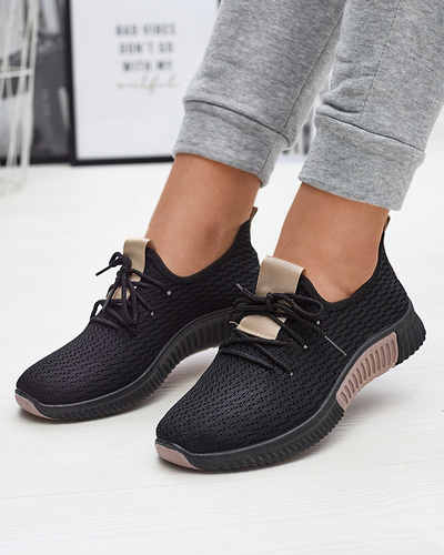 Black women's sports shoes with brown inserts Keteti - Footwear