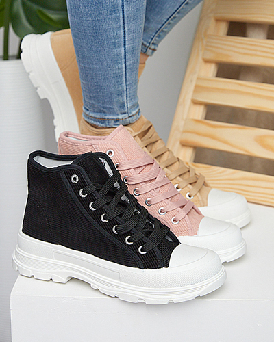 Pink women's high ribbed sneakers Somali - Footwear