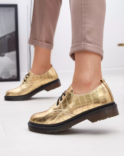 Gold women's shoes with Seniri embossing - Footwear