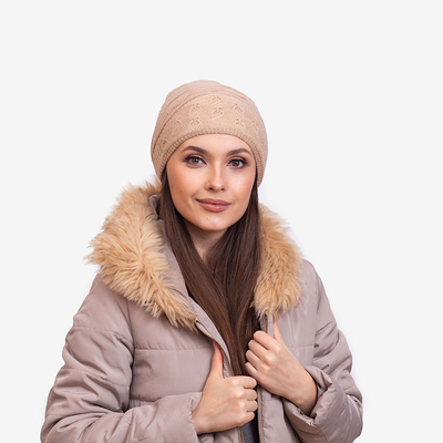 Ladies 'beige double layer winter hat - Accessories