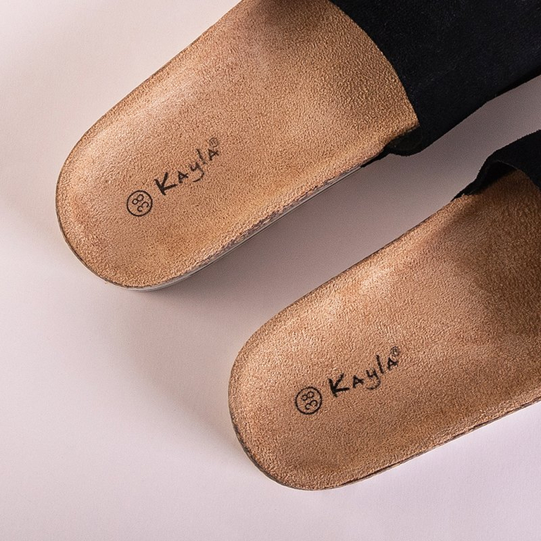 Женские тапочки из экозамши на плоской подошве Silveria черного цвета - Туфли