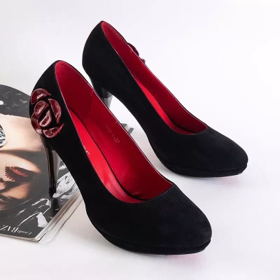 OUTLET Black pumps on a stiletto heel with Misteral decoration - Shoes