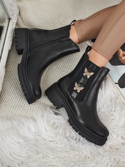 Eco-leather women's ankle boots with butterflies Bravelle