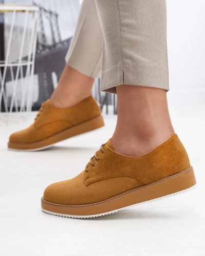 Women's lace-up half shoes a'la oxfords in camel color Oksila - Footwear