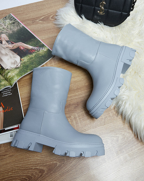 Blue women's slip-on boots with Mekira insulation - Footwear