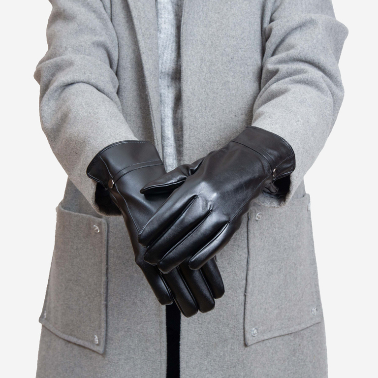 Black classic women's eco-leather gloves - Accessories