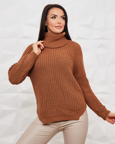 Royalfashion Camel women's turtleneck sweater