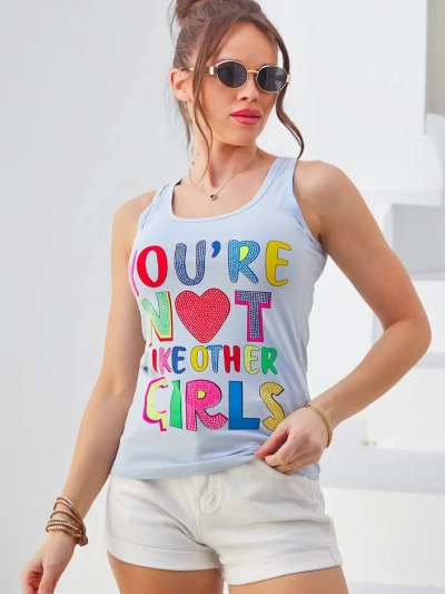 Royalfashion Sieviešu kokvilnas topiņš ar siksnām un drukām