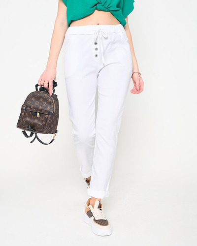 White women's fabric pants - Clothing