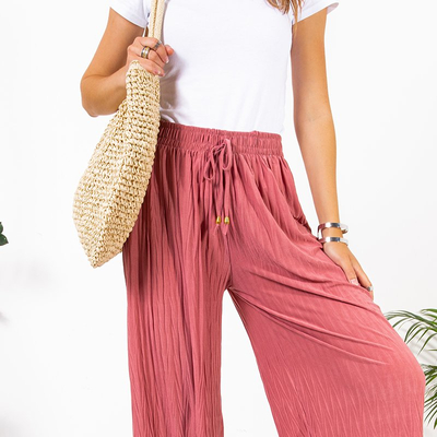 Loose pink knitted palazzo trousers - Clothing
