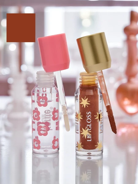 Glitter Lip Gloss and Clear Lip Gloss 2-in-1 Soft Blush