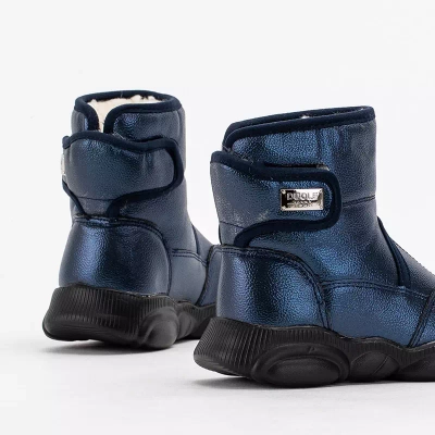 OUTLET Children's navy blue snow boots with Velcro Keveri - Footwear