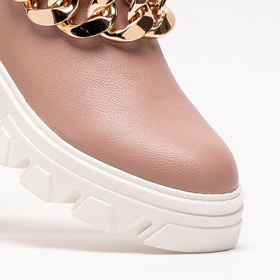 Rozā sieviešu zābaki ar ķēdīti Tenkay - Apavi