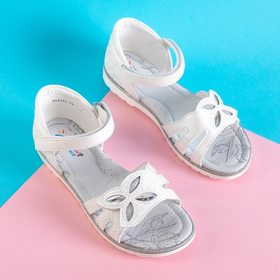 White children's sandals with brocade Amadia - Footwear