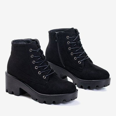 Black flat-heeled lace-up ankle boots Buster - Footwear