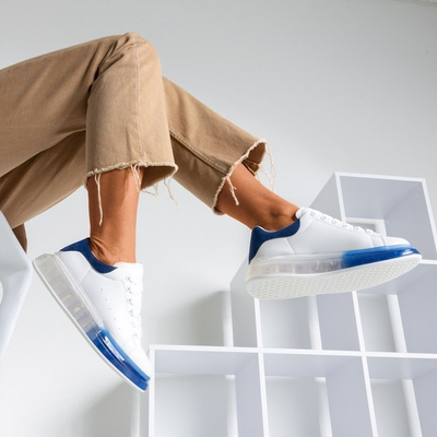 White and blue sneakers with a thicker Judite sole - Footwear