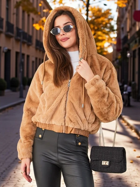 Royalfashion Sieviešu mākslīgais kažokādu jaka