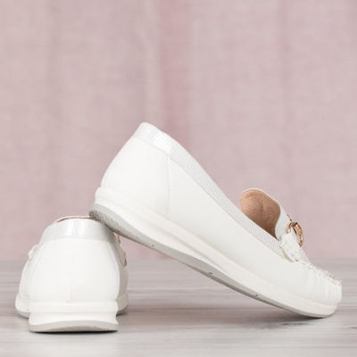 White loafers with gold decoration Dendi - Shoes 1