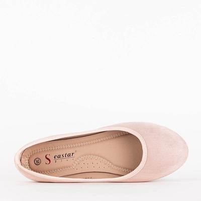 Light pink women's eco-suede ballerinas Tizika - Footwear