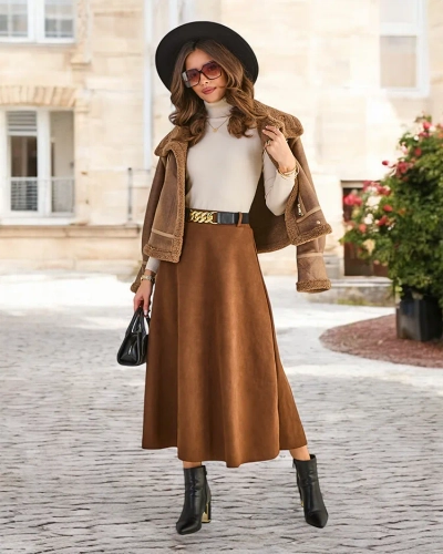 Royalfashion Women's midi skirt a' la suede